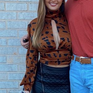 Burnt Orange Blouse with tie back